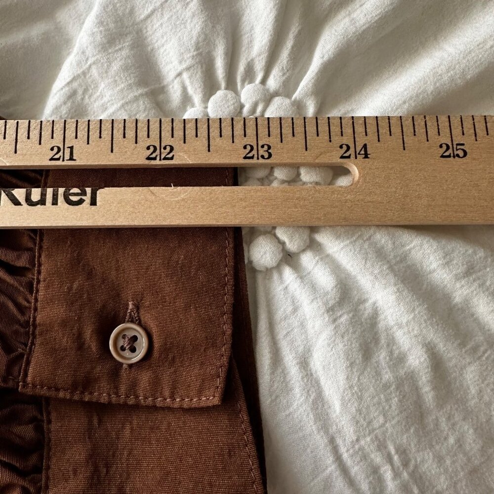 Banana Republic Women's Long Sleeve Cinnamon Spice Cropped Wrap Top Side Zip Sm - Picture 14 of 14
